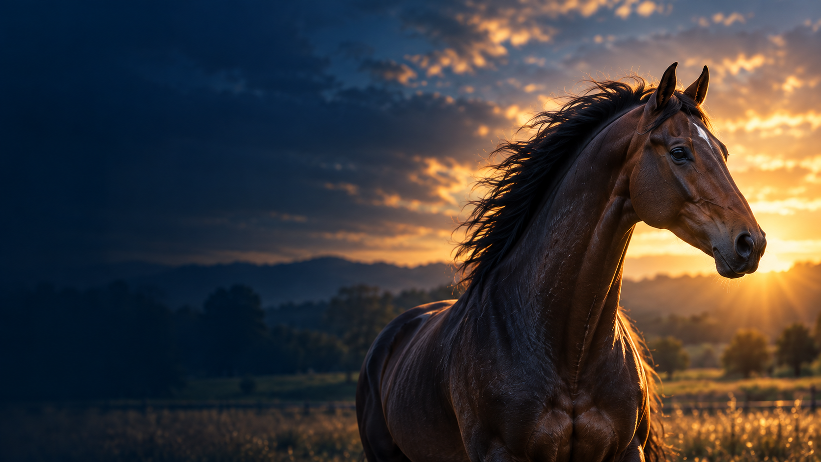 Horse at sunset